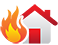 house fire and smoke damage icon